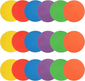 18 PCS 9 Inch Poly Spot Markers with Bag, 6 Color Poly Vinyl Floor Spot Marker, Round Non Slip Rubber Floor Agility Dots for Gym Soccer Basketball Sports Games