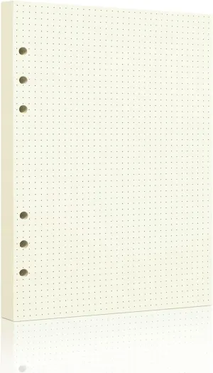 A5 Dot Grid Paper, 100GSM A5 Dotted Refill Paper for 6 Ring Refillable Binder/Planner/Diary Journals/Painting -Dotted Pages,80 Sheets/160 Pages (Beige-Dot Grid-A5)