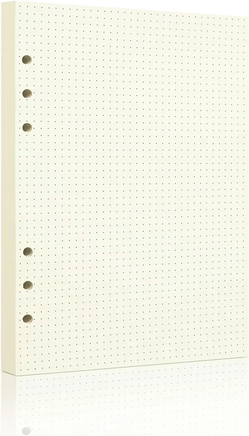 A5 Dot Grid Paper, 100GSM A5 Dotted Refill Paper for 6 Ring Refillable Binder/Planner/Diary Journals/Painting -Dotted Pages,80 Sheets/160 Pages (Beige-Dot Grid-A5)
