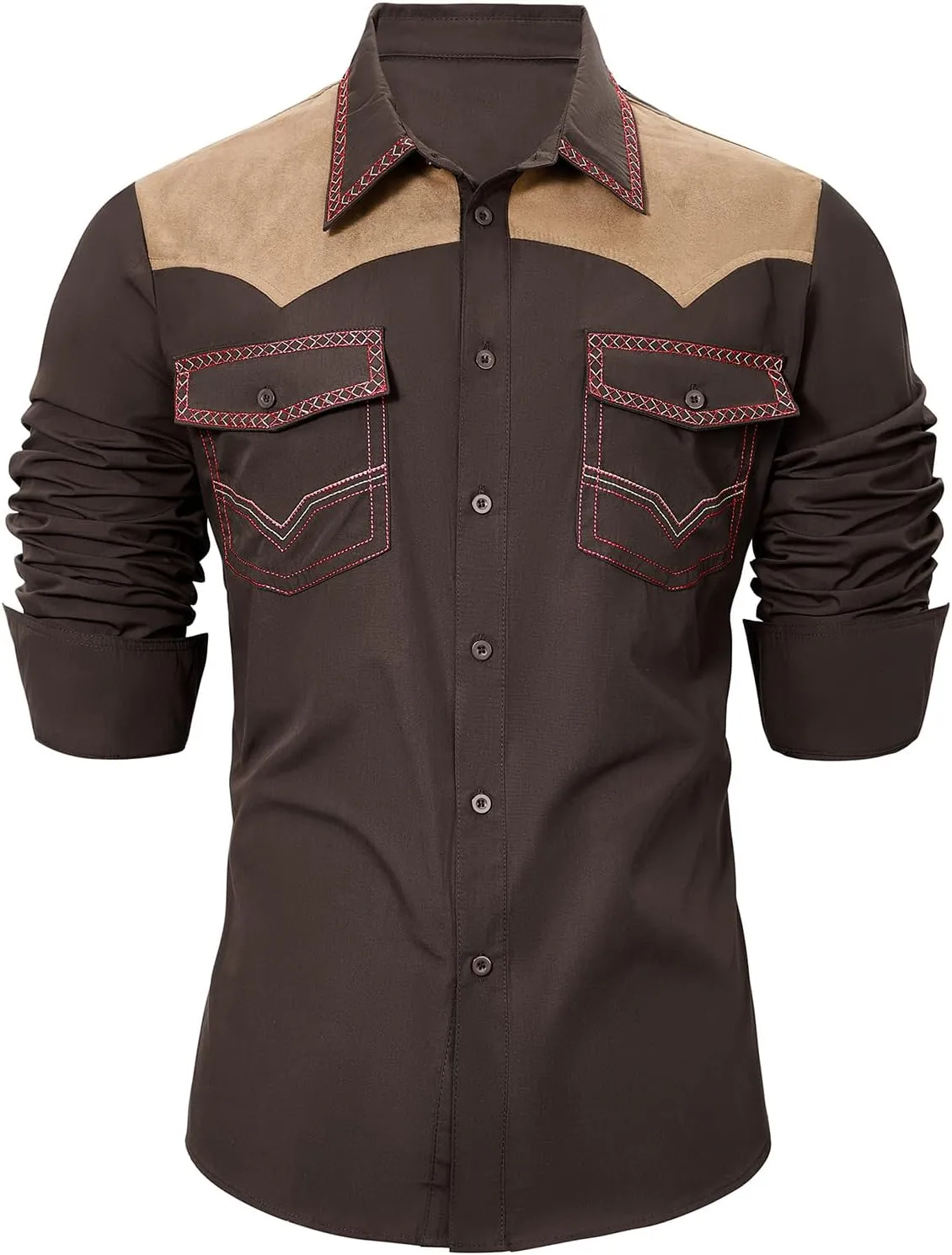 American Trends Mens Western Shirts Long Sleeve Cowboy Shirts for Men Casual Button Down Shirts Country Shirt