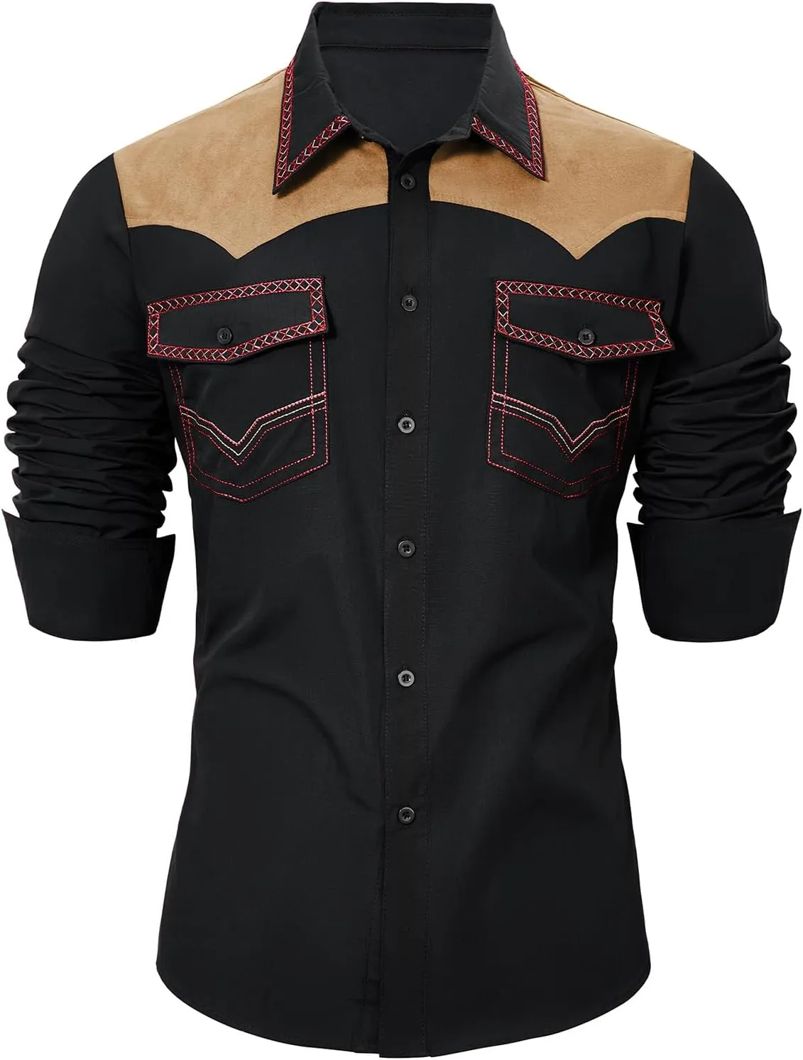 American Trends Mens Western Shirts Long Sleeve Cowboy Shirts for Men Casual Button Down Shirts Country Shirt