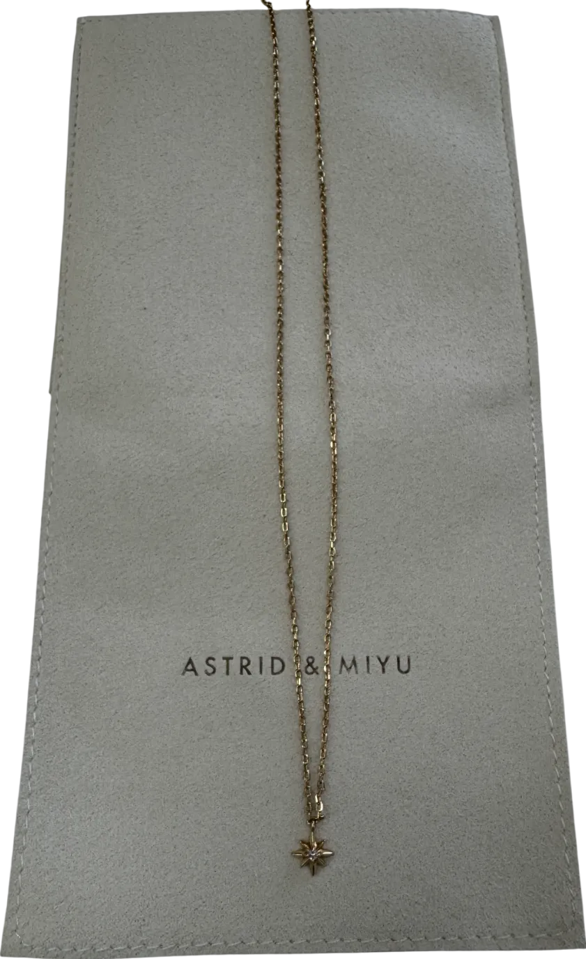 Astrid & Miyu Yellow 18k Gold Plated Silver Celestial Star Necklace With Crystal