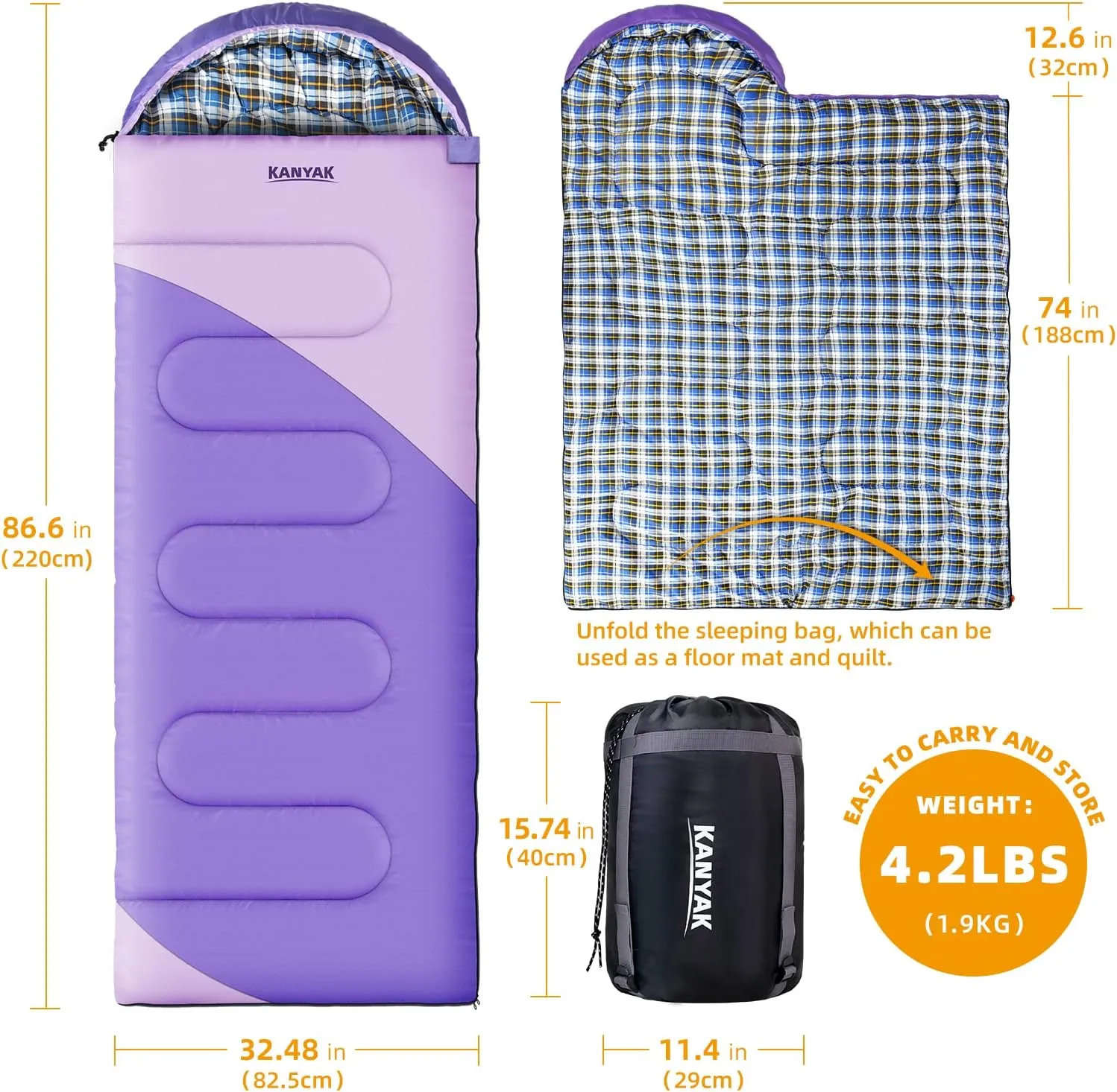 Camping Sleeping Bag, 32 Sleeping Bags for Adults Kids Teens Cold Weather Warm Sleeping Bag Winter for 3-4 Season Camping, Camping Gear Equipment, Traveling, and Outdoors