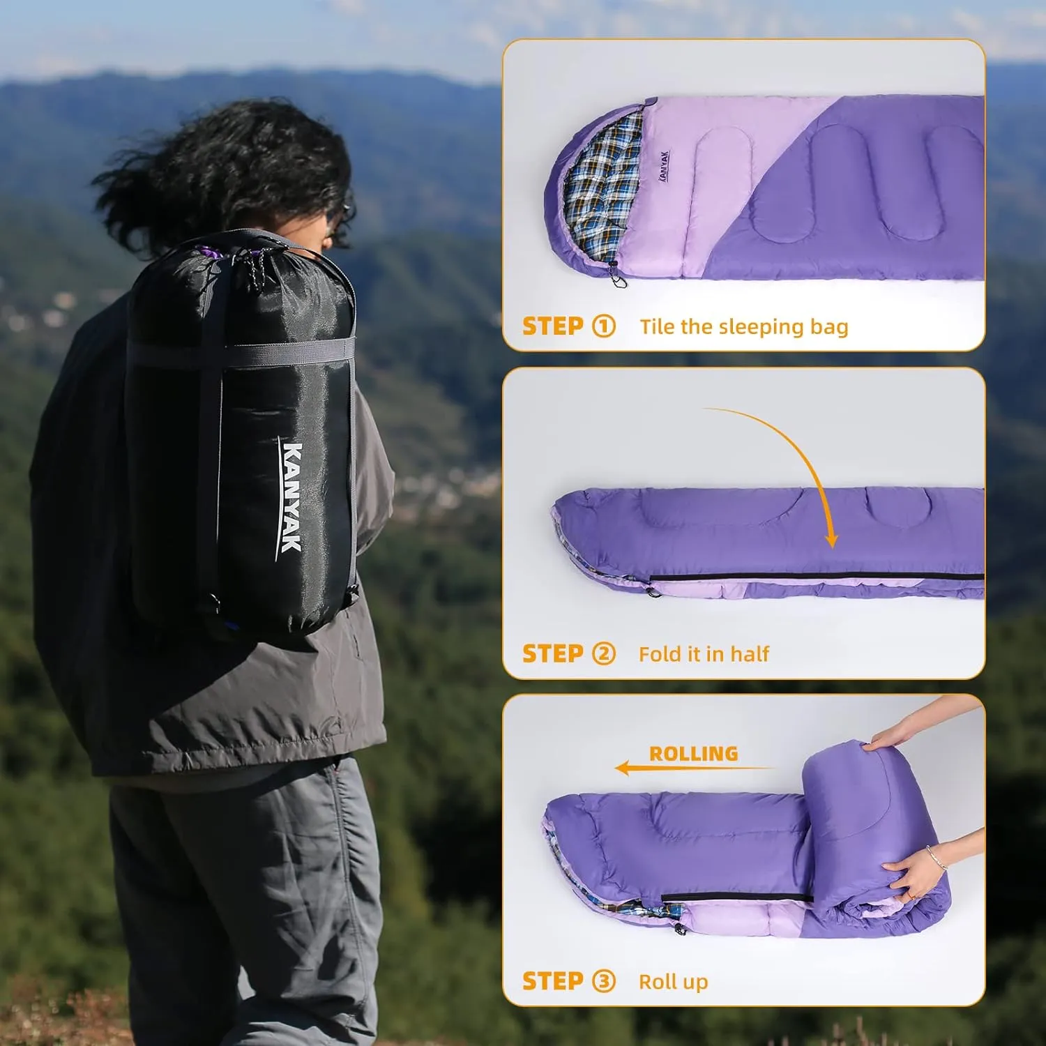 Camping Sleeping Bag, 32 Sleeping Bags for Adults Kids Teens Cold Weather Warm Sleeping Bag Winter for 3-4 Season Camping, Camping Gear Equipment, Traveling, and Outdoors