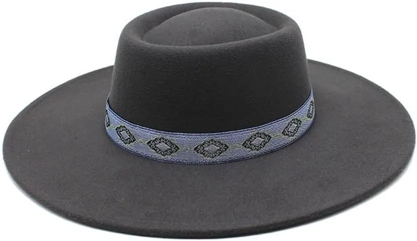 Cap 9.5 Large Brim Woolen Felt Hat Concave-convex Top Hat, Autumn and Winter New British Style Jazz Hat Fengyan Cowboy Hats