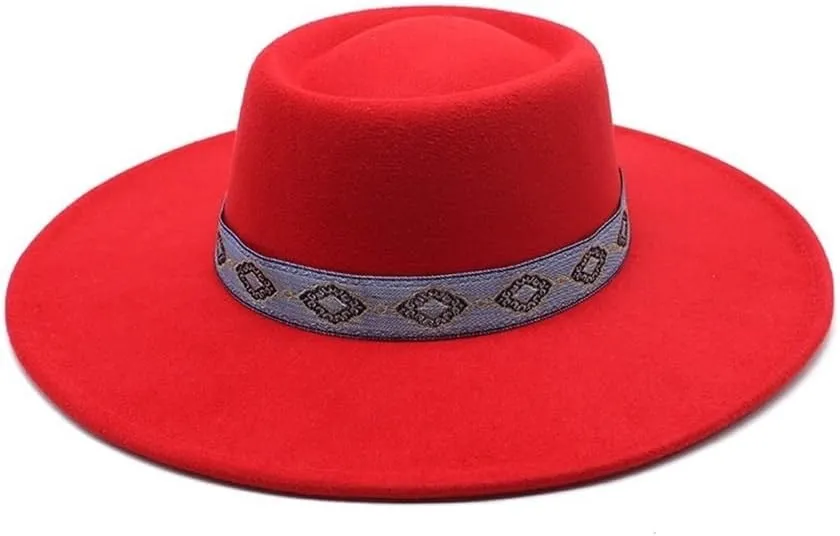 Cap 9.5 Large Brim Woolen Felt Hat Concave-convex Top Hat, Autumn and Winter New British Style Jazz Hat Fengyan Cowboy Hats