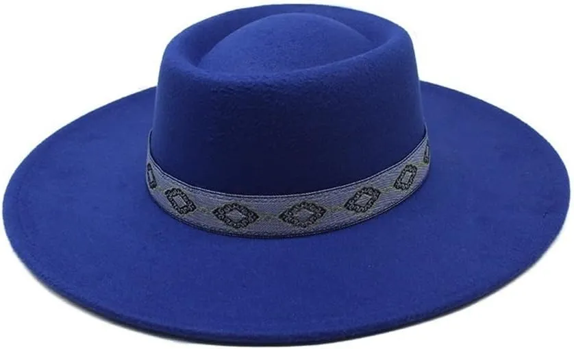 Cap 9.5 Large Brim Woolen Felt Hat Concave-convex Top Hat, Autumn and Winter New British Style Jazz Hat Fengyan Cowboy Hats