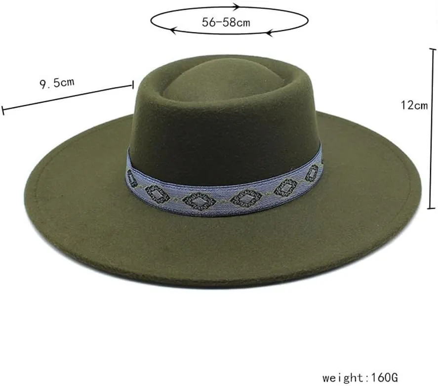 Cap 9.5 Large Brim Woolen Felt Hat Concave-convex Top Hat, Autumn and Winter New British Style Jazz Hat Fengyan Cowboy Hats