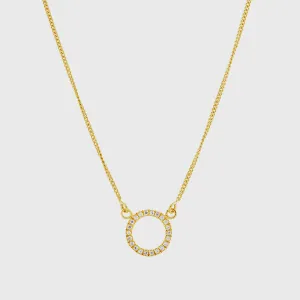 Chora Mini Circle Yellow Gold & Cubic Zirconia Necklace