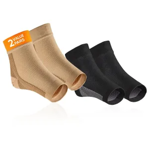 Compression Socks for Plantar Fasciitis Relief -2 PAIRS- Plantar Fasciitis Socks, Ankle Compression Sleeve for Achilles Tendonitis Relief, Ankle Support for Women & Men fasciitis