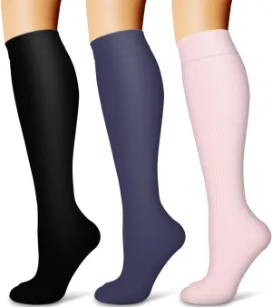 COOLOVER 3 Pack Compression Socks Women & Men-Best Medical,Nursing,Travel, Flight Socks-Running & Fitness Pregnancy