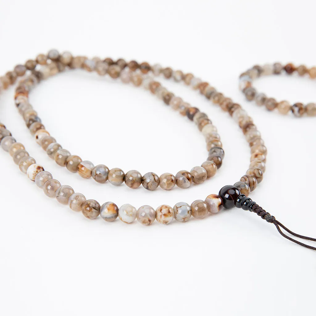 Crazy Lace Agate Mala Beads Set