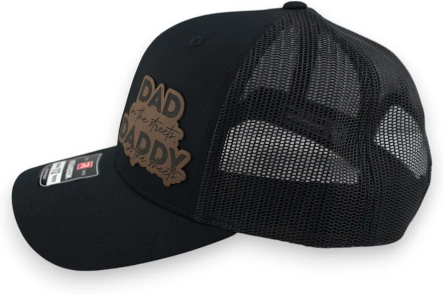 Dad in The Streets Daddy in The Sheets Trucker Hat - Adjustable Babseball Cap with Leather Patch