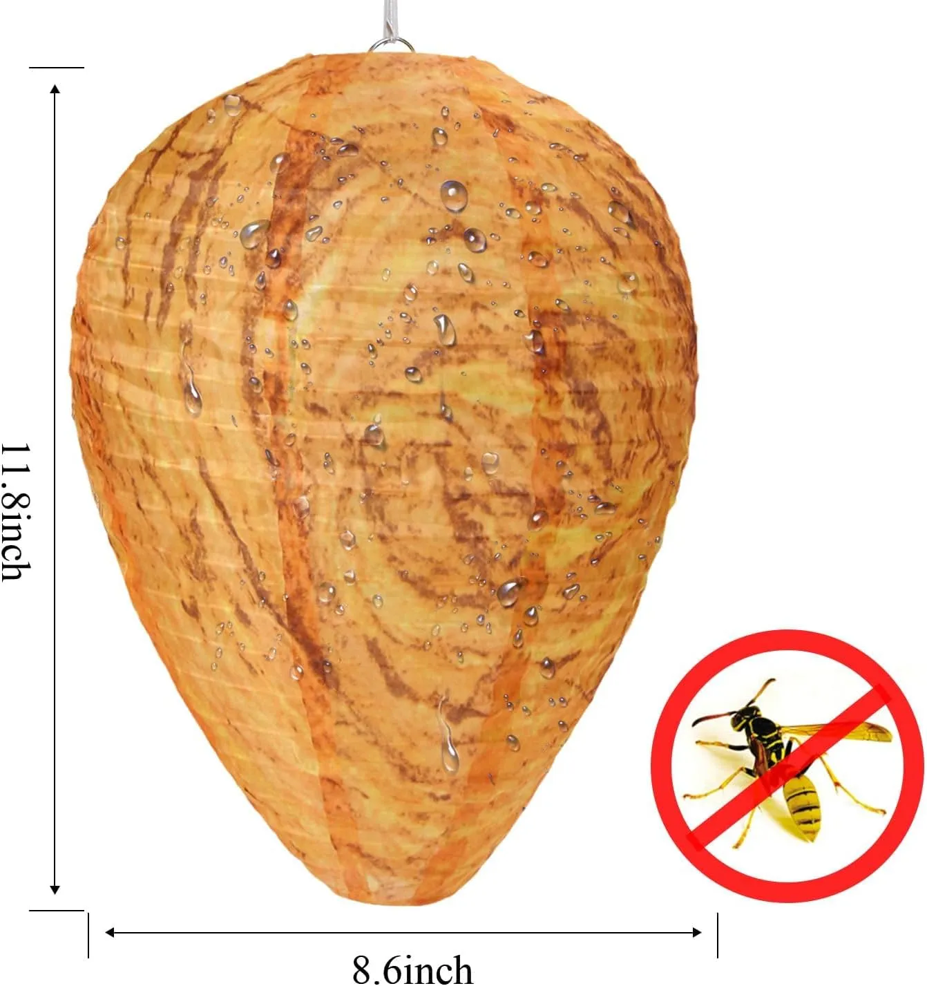 DECYOOL 6 Pack Wasp Nest Decoy Hanging Wasp for Wasps Hornets Yellow Jackets Outdoor Waterproof Material (Orange)