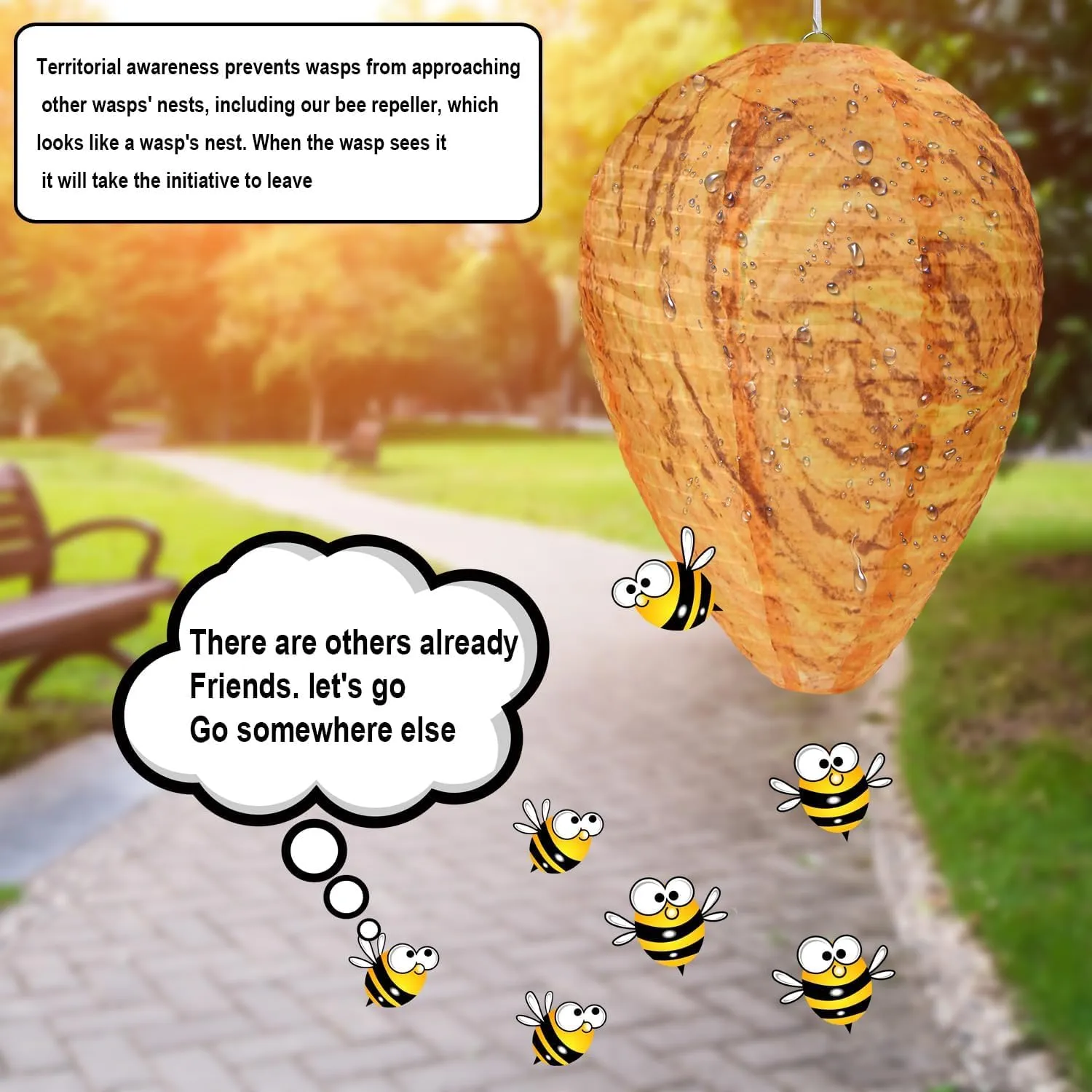 DECYOOL 6 Pack Wasp Nest Decoy Hanging Wasp for Wasps Hornets Yellow Jackets Outdoor Waterproof Material (Orange)