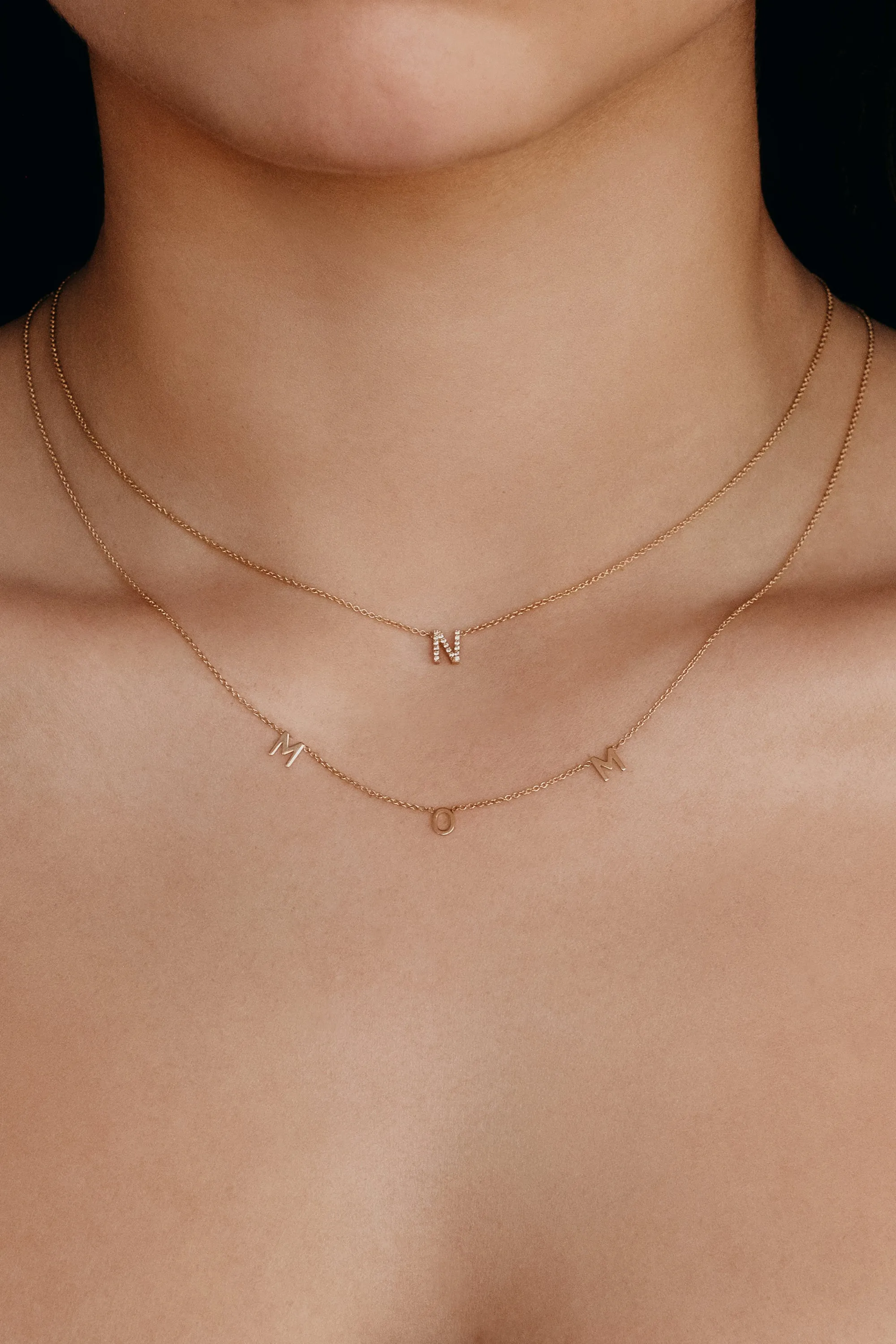 Diamond Initial Necklace - 14K White