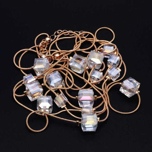 Europe Fashion Crystal Long Chains Necklace for Women as Sweater Accessories