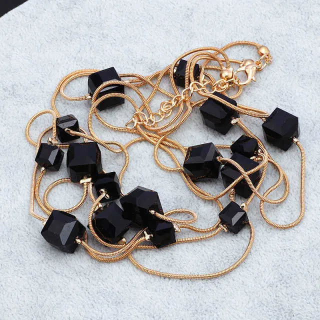 Europe Fashion Crystal Long Chains Necklace for Women as Sweater Accessories