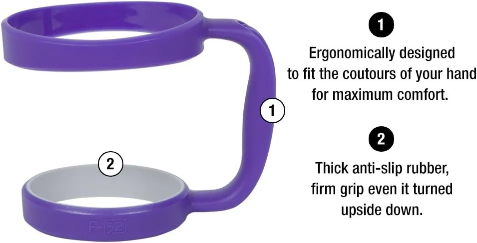 F-32 Handle - 19 COLORS - 30oz Size - Compatible with 30 oz YETI and 30 oz. OZARK TRAIL Tumbler Travel Mug (30OZ, PURE PURPLE)