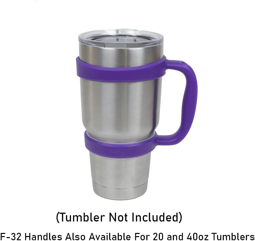 F-32 Handle - 19 COLORS - 30oz Size - Compatible with 30 oz YETI and 30 oz. OZARK TRAIL Tumbler Travel Mug (30OZ, PURE PURPLE)