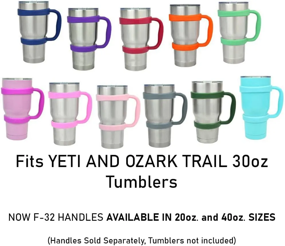F-32 Handle - 19 COLORS - 30oz Size - Compatible with 30 oz YETI and 30 oz. OZARK TRAIL Tumbler Travel Mug (30OZ, PURE PURPLE)