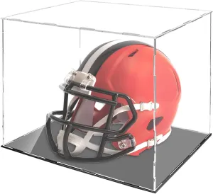 Football Helmet Display Case, Full Size Acrylic Football Helmet Display Case Full Size with Mirror and Detachable Base UV Protection Clear Dust-Proof Box for Collectibles Memorabilia Storage (Acrylic)