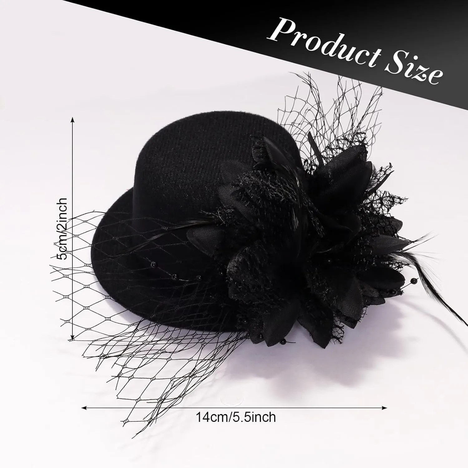 Fumwase Flower Mini Top Hat Hair Clip Small Tea Party Hats Fancy Hats with Clip Fascinators Headwear for Women Ladies