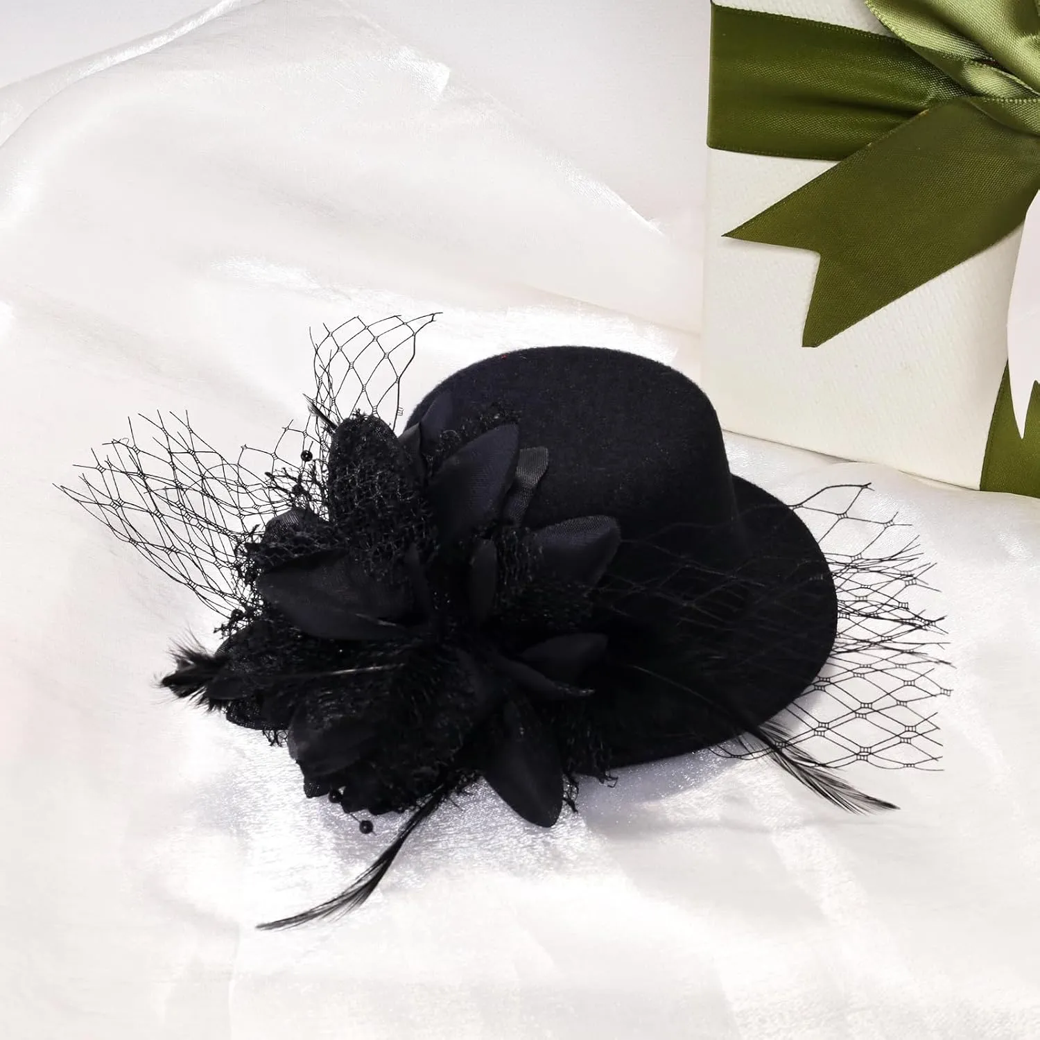 Fumwase Flower Mini Top Hat Hair Clip Small Tea Party Hats Fancy Hats with Clip Fascinators Headwear for Women Ladies
