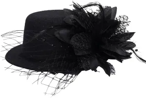 Fumwase Flower Mini Top Hat Hair Clip Small Tea Party Hats Fancy Hats with Clip Fascinators Headwear for Women Ladies