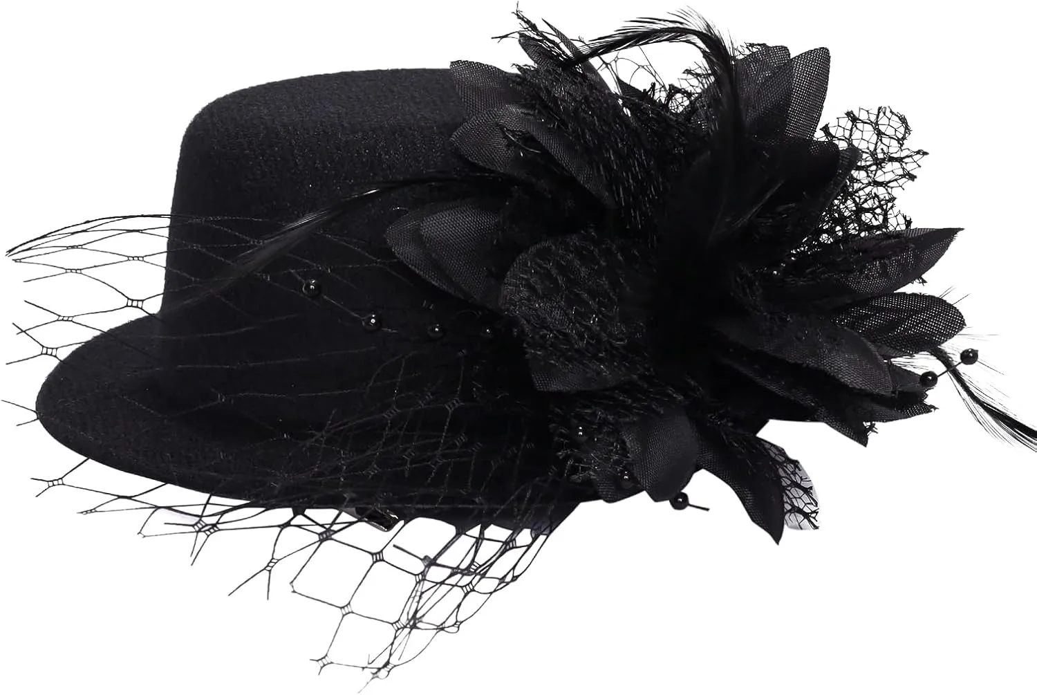 Fumwase Flower Mini Top Hat Hair Clip Small Tea Party Hats Fancy Hats with Clip Fascinators Headwear for Women Ladies
