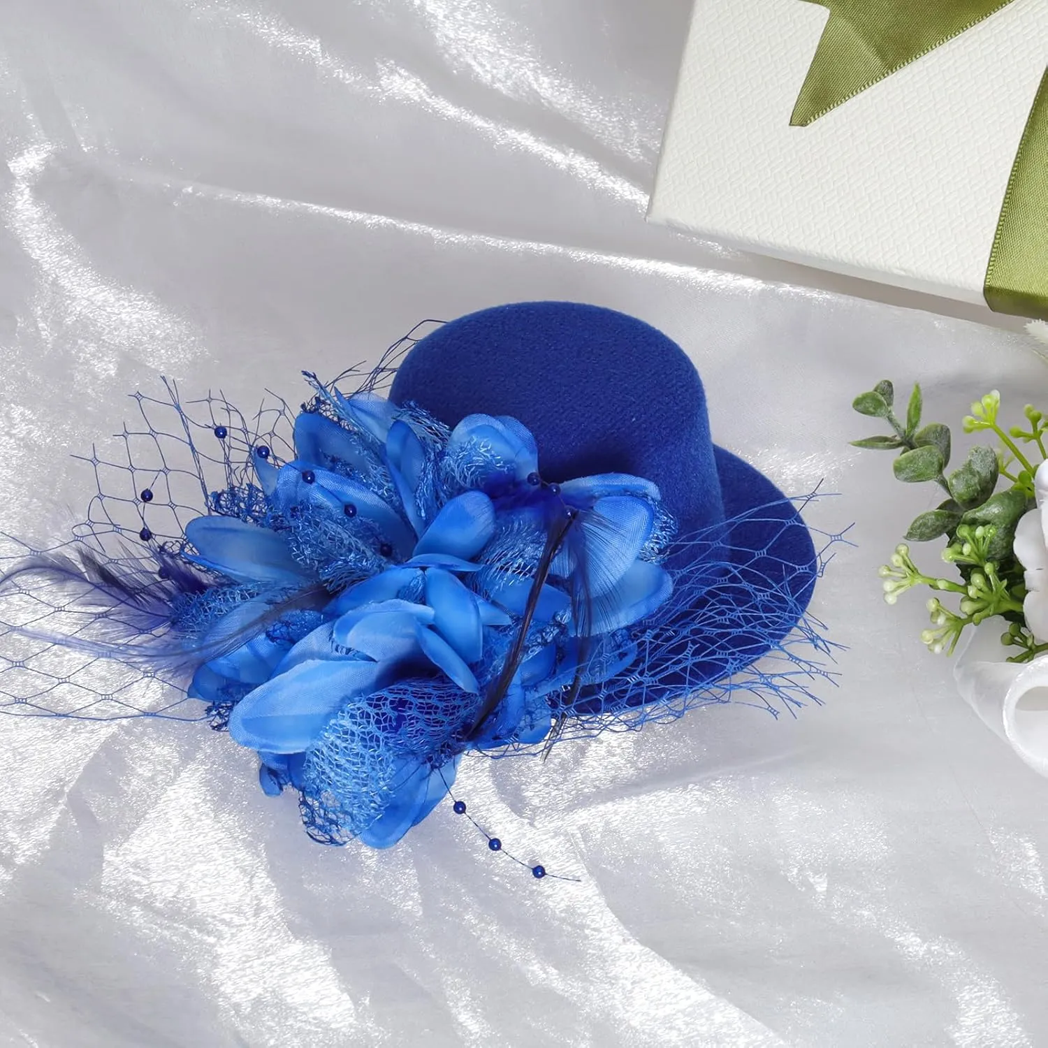 Fumwase Flower Mini Top Hat Hair Clip Small Tea Party Hats Fancy Hats with Clip Fascinators Headwear for Women Ladies
