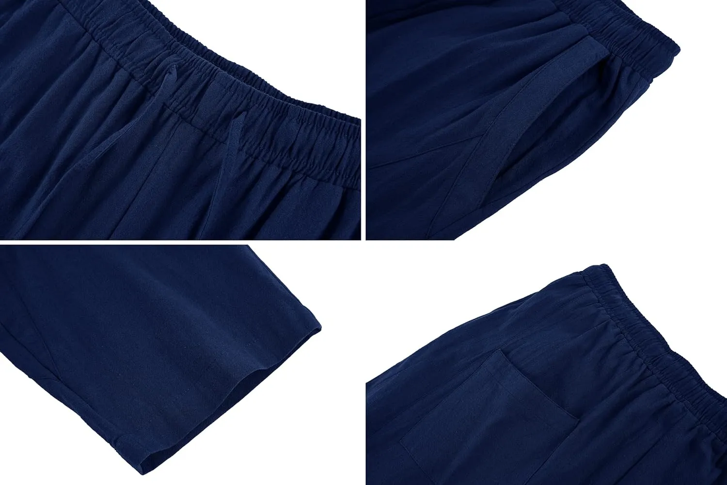 Gafeng Mens Linen Harem Pants Casual Loose Fit Beach Drawstring Elastic Waist Yoga Trousers with Pockets