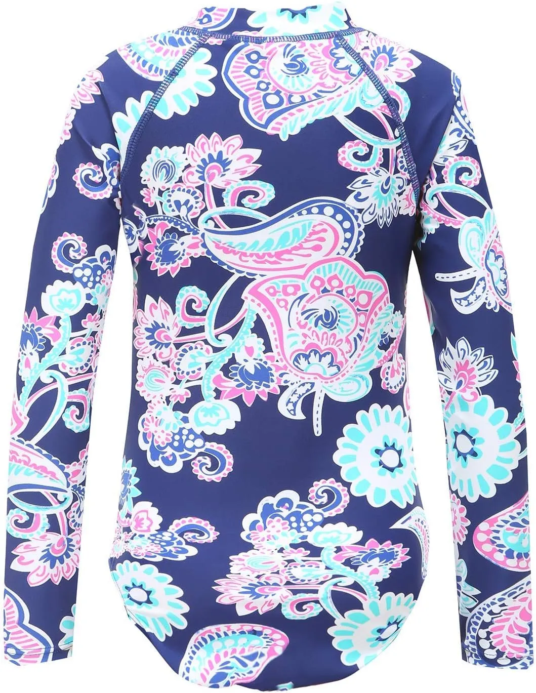 Girls Long Sleeve Rash Guard One Piece Swimsuit Kids UPF 50  Sun Protection Swimwear Rainbow Striped Bathing Suit 3-14 Years