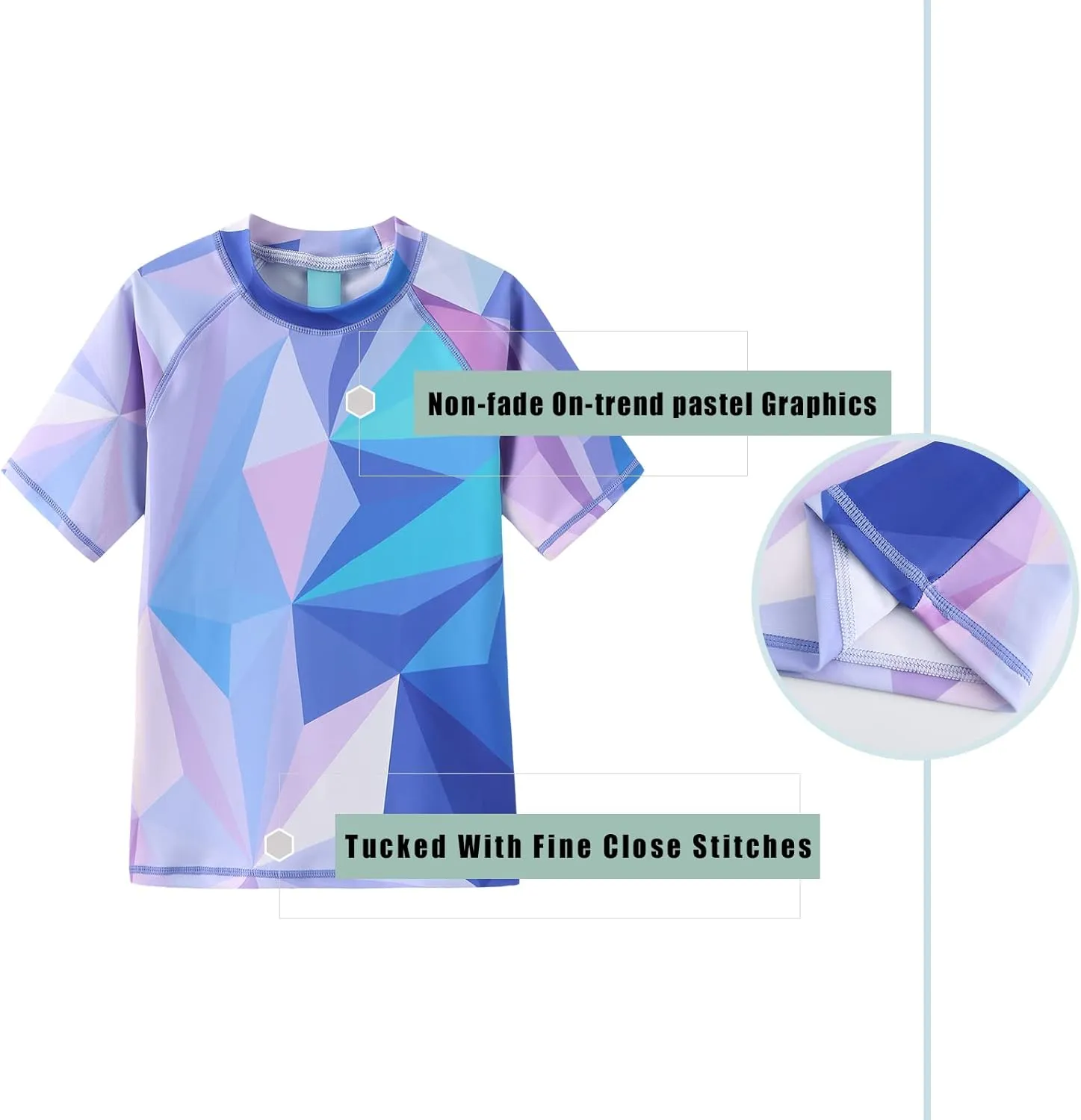 Girls Rash Guard Swimsuits Short Sleeve Swim Shirt for Kids Girls One Piece Bathing Suit Swimwear 7-16 Years