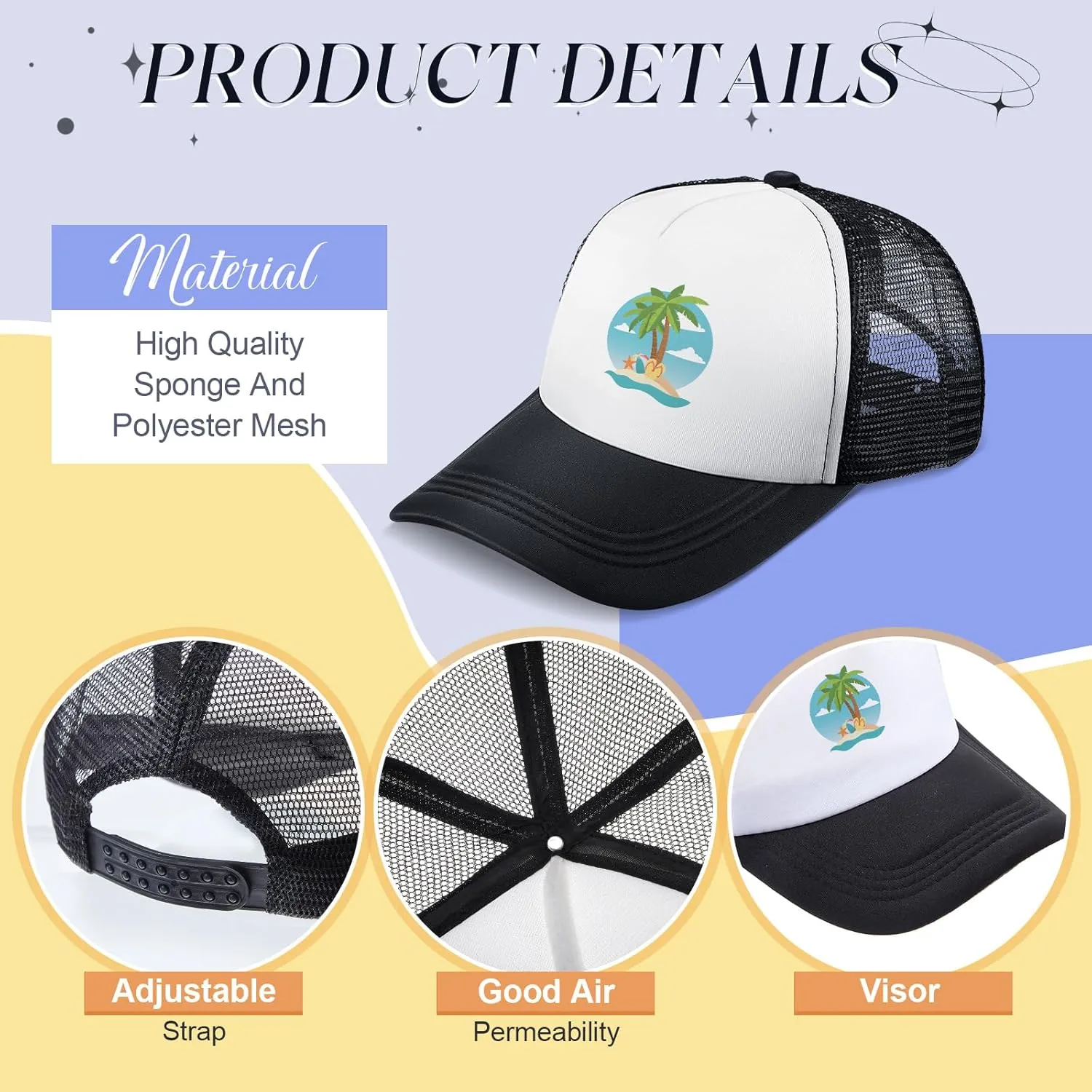 Hercicy 40 Pack Sublimation Blank Trucker Hat Bulk Baseball Cap Adjustable Mesh Unisex Polyester Hat Heat Transfer