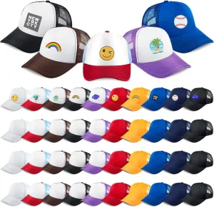 Hercicy 40 Pack Sublimation Blank Trucker Hat Bulk Baseball Cap Adjustable Mesh Unisex Polyester Hat Heat Transfer