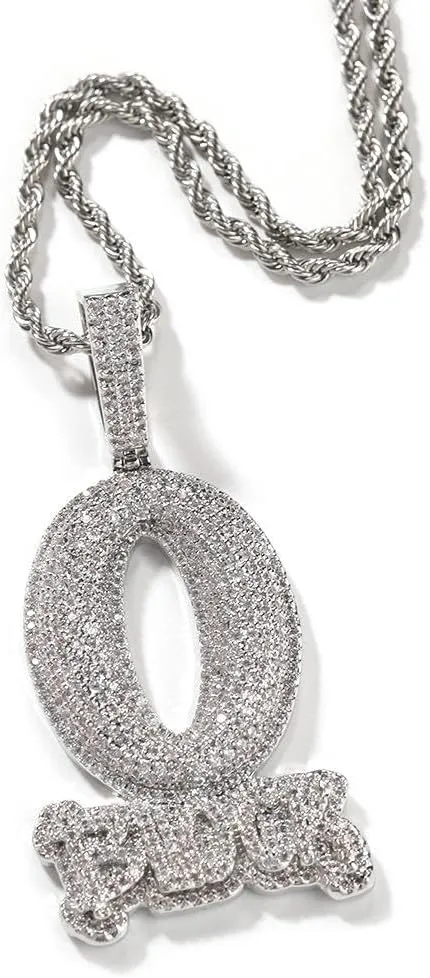 Hip-Hop Style Diamond O Block Zircon Letter Pendant Necklace, Fashion Jewelry 24inch twist chain