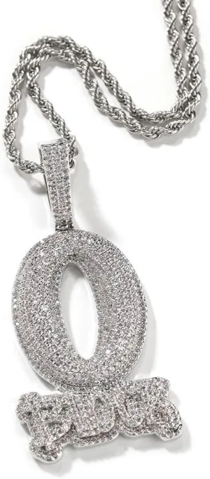 Hip-Hop Style Diamond O Block Zircon Letter Pendant Necklace, Fashion Jewelry 24inch twist chain