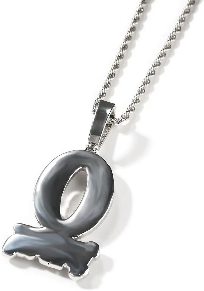 Hip-Hop Style Diamond O Block Zircon Letter Pendant Necklace, Fashion Jewelry 24inch twist chain