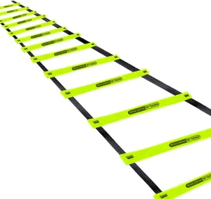 HolaHatha 20 Foot 12 Rung Adjustable Portable Sports Agility Speed Fitness Training Ladder Equipment for Football, Baseball, Soccer and Running Drills, Black/Yellow