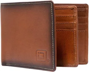 ID Stronghold Extra Capacity Bifold Wallet for Men - RFID Blocking Genuine Leather Wallet (Antiqued Brown)