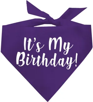 It's My Birthday Dog Bandana | 100% Cotton Tie Dye | Made in USA | Birthday Pawty | Party Theme | Celebration Supplies | Photoshoot Prop | Purple, One Size (60)