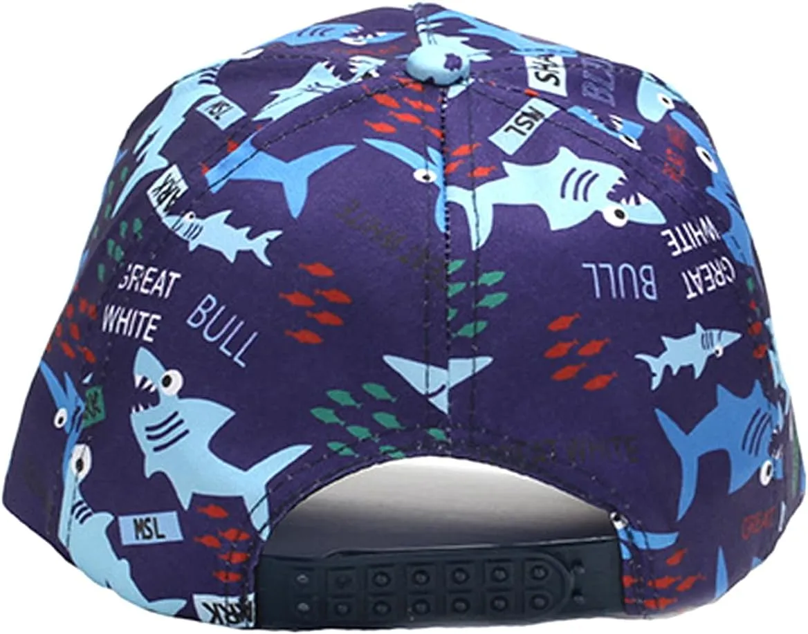 Julerwoo Kids Dinosaur & Shark Baseball Cap Fun Graphic Prints Adjustable Cap Sun Hats