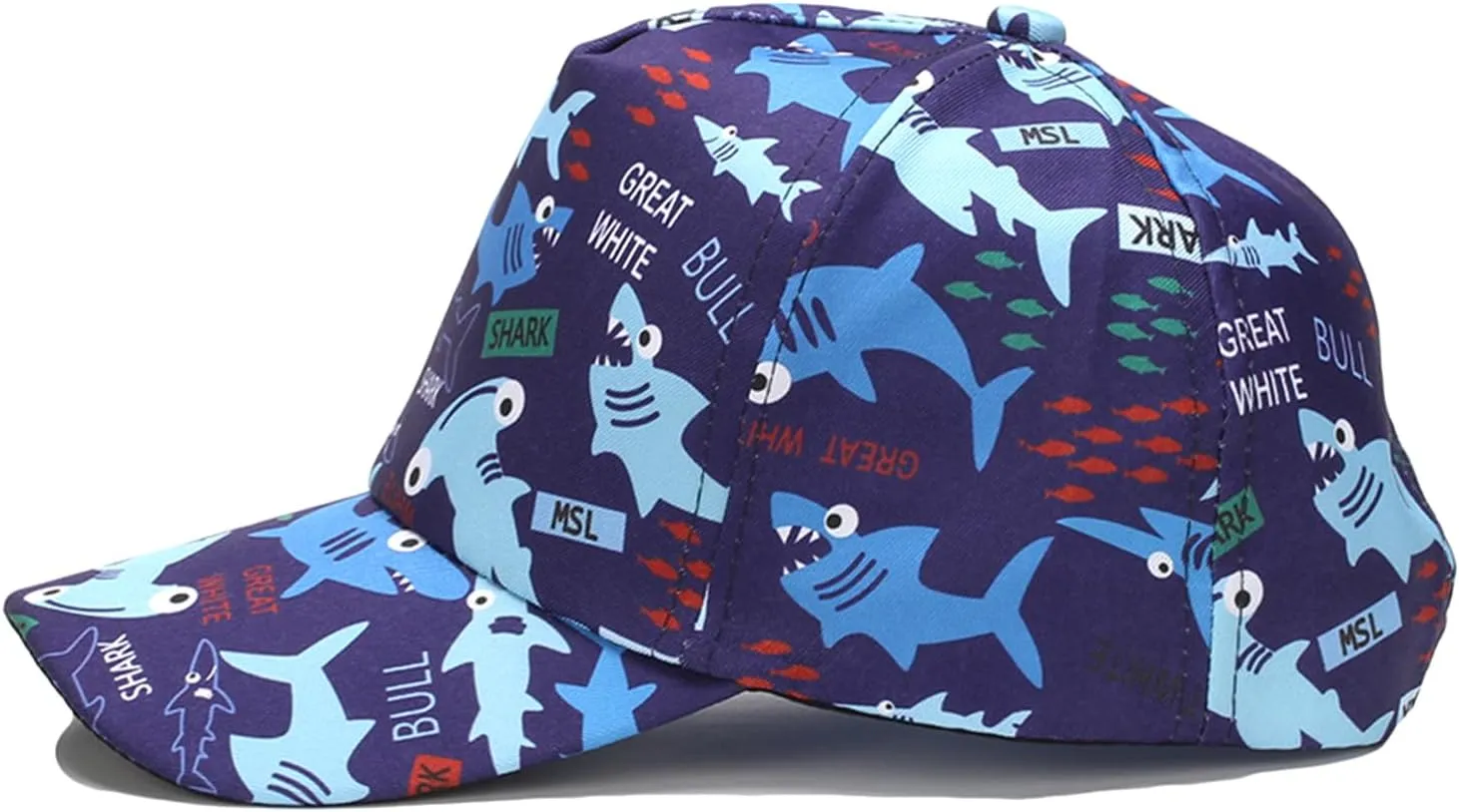 Julerwoo Kids Dinosaur & Shark Baseball Cap Fun Graphic Prints Adjustable Cap Sun Hats