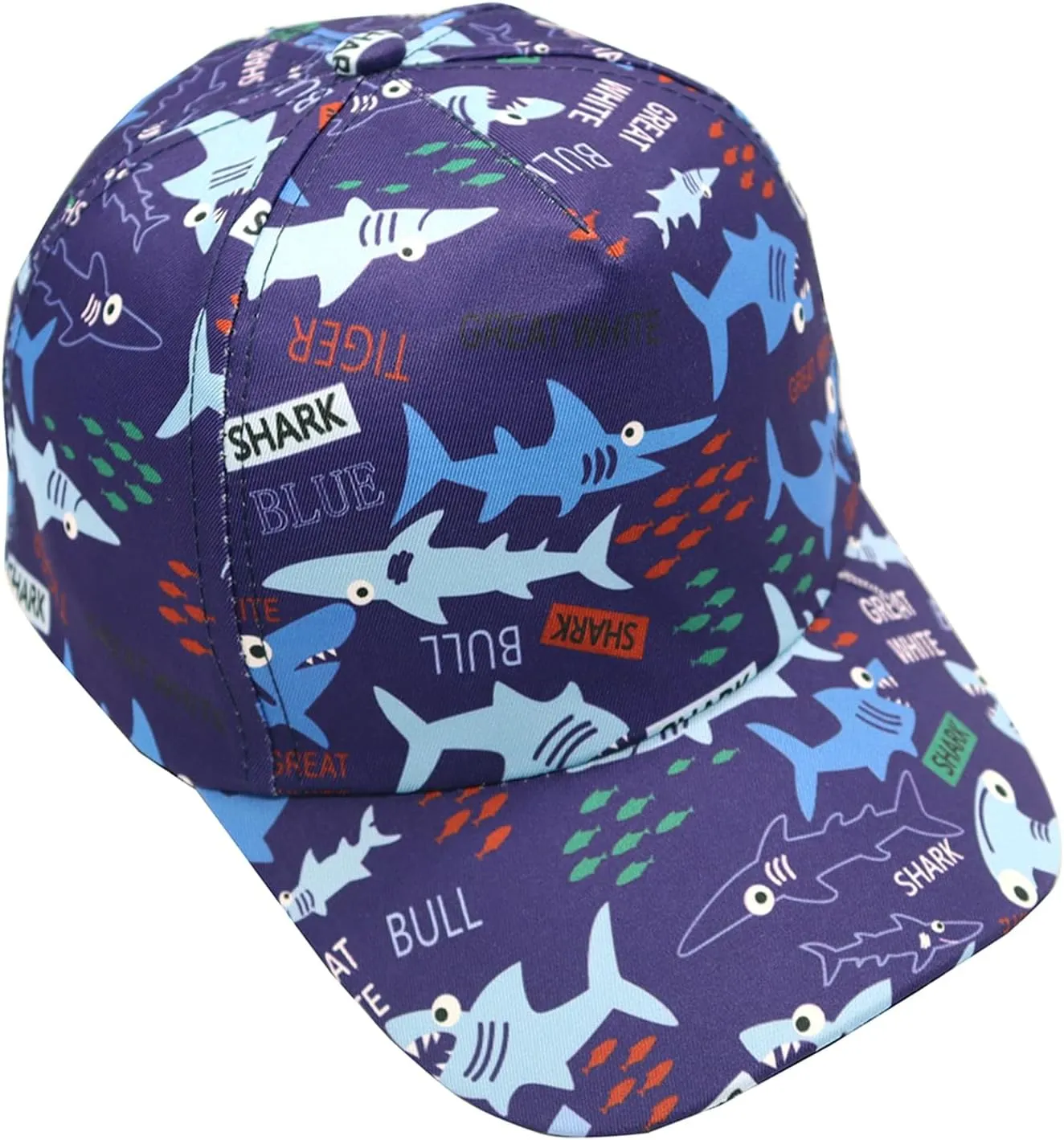 Julerwoo Kids Dinosaur & Shark Baseball Cap Fun Graphic Prints Adjustable Cap Sun Hats