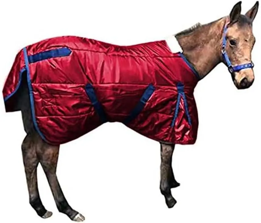 La La Pet Waterproof Warm-Keep Horse Turnout Blanket Adjustable and Breathable Clothes for Horse Mini Pony Ripstop Medium Weight 220g Poly Fill for Winter Red 49Inches