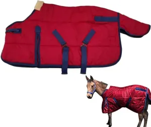 La La Pet Waterproof Warm-Keep Horse Turnout Blanket Adjustable and Breathable Clothes for Horse Mini Pony Ripstop Medium Weight 220g Poly Fill for Winter Red 49Inches