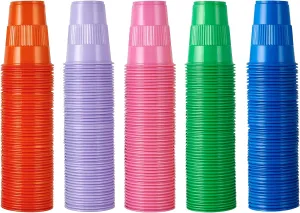 Lilymicky 500 Pack 7 oz Plastic Cups, Disposable Party Drinking Cups in Assorted Colors, 5 Colors, Perfect for Picnics, Celebrations and Christmas Day