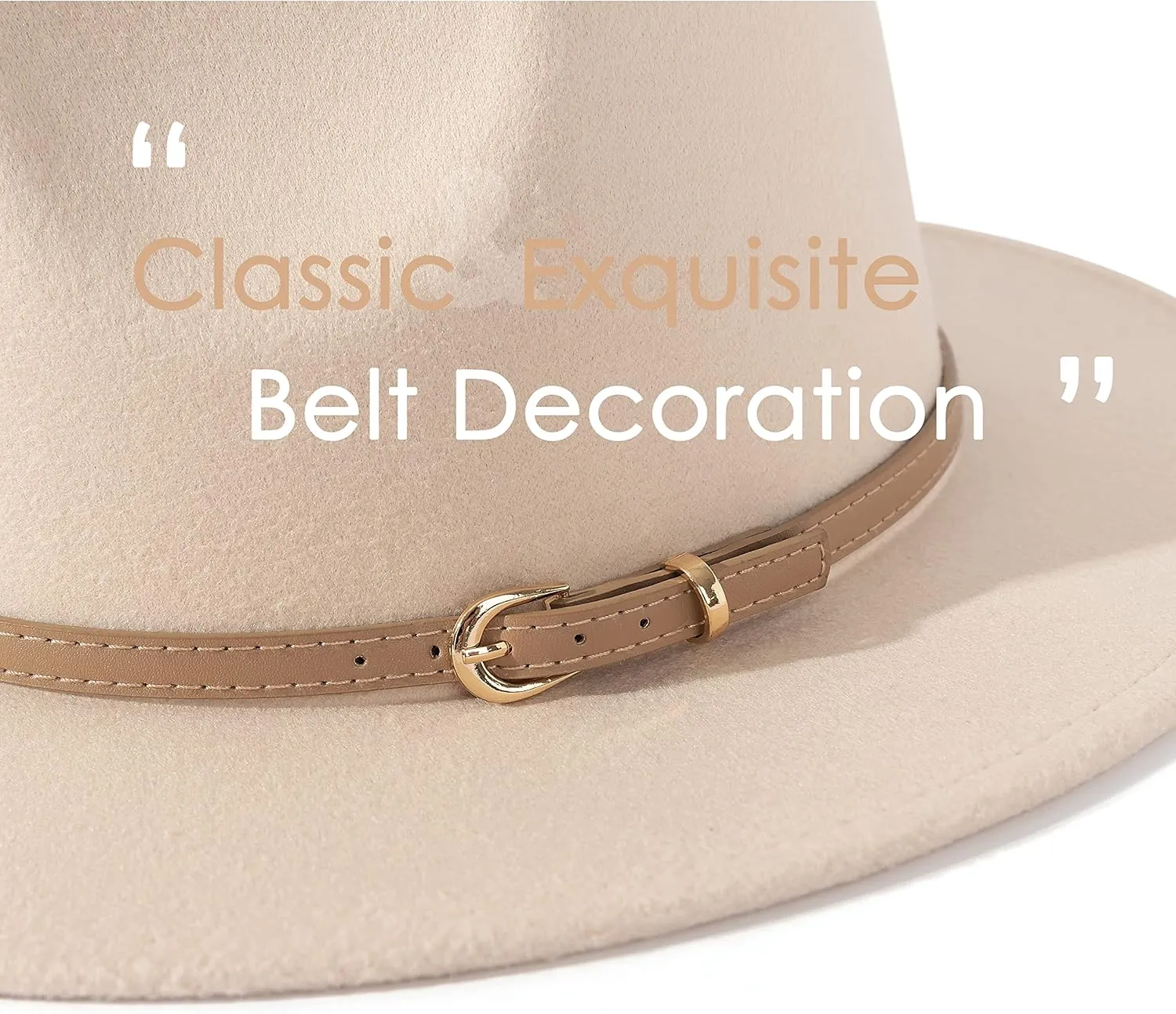 Lisianthus Women Classic Felt Fedora Wide Brim Hat with Belt Buckle