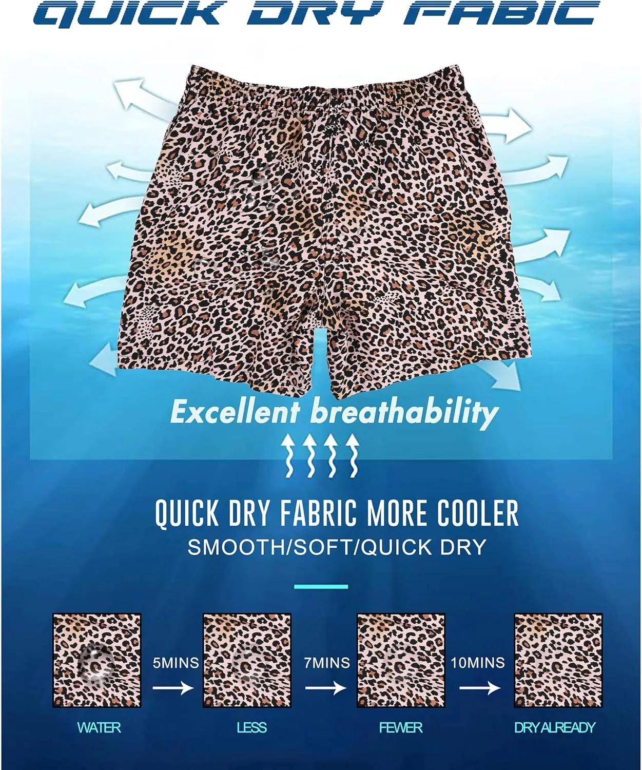 Mens Swim Trunks Short Quick-Dry Swimming Trunks with Mesh Lining Fashion Trend Turnks